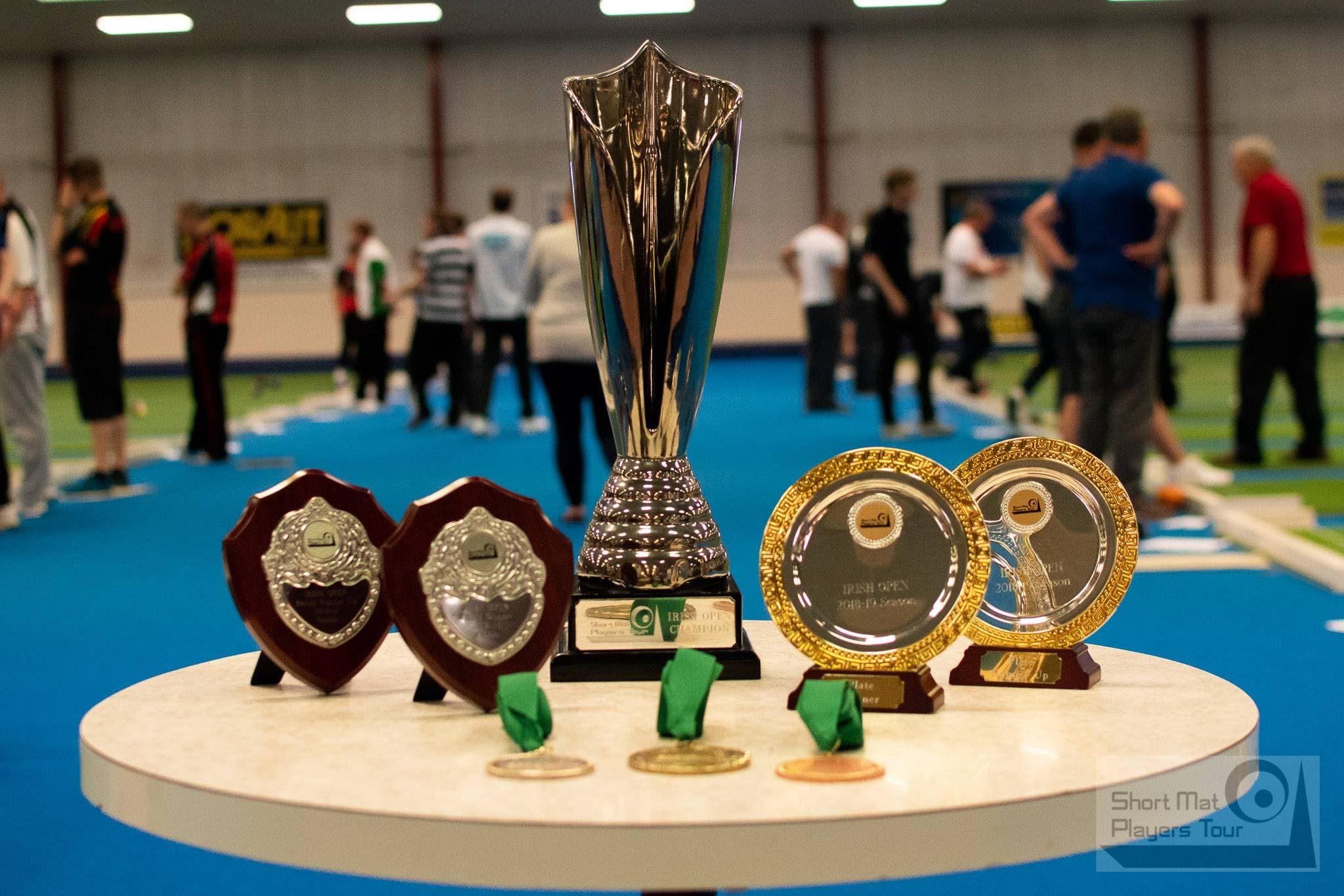 Short Mat Players Tour Irish Open trophies
