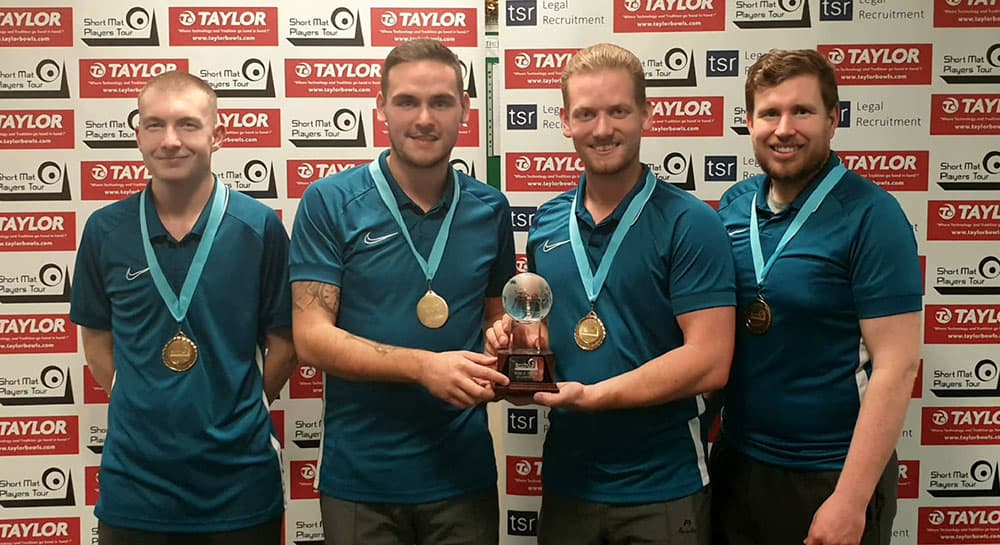 Ben Pay, Stephen Buckett, Alistair McCrea, and Matty Worden win the Bowls is Bowls World Fours Masters